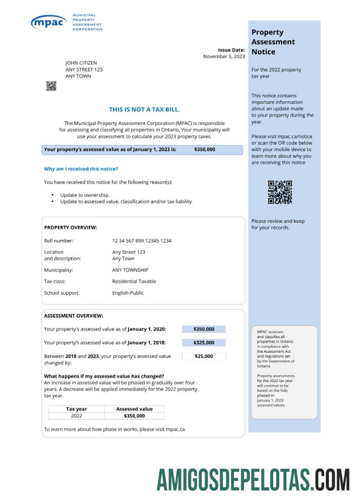 realista Projeto de lei de serviços públicos MPAC dos EUA Ontário, modelo de download de PDF e Word
